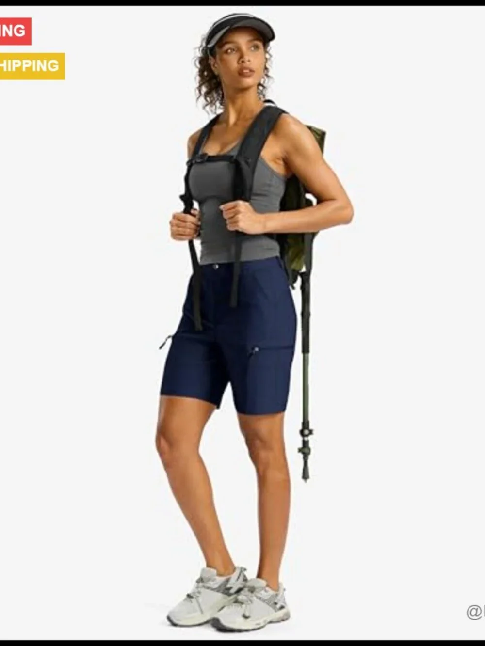 7" Hiking Cargo Shorts Quick Dry Lightweight Rayon with Pockets - Picture 5 of 6